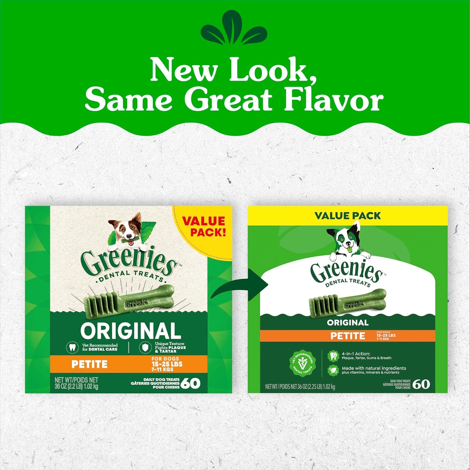 Greenies Original Petite Natural Dog Dental Care Chews Oral Health Dog Treats, 36 Ounce Pack (60 Treats)